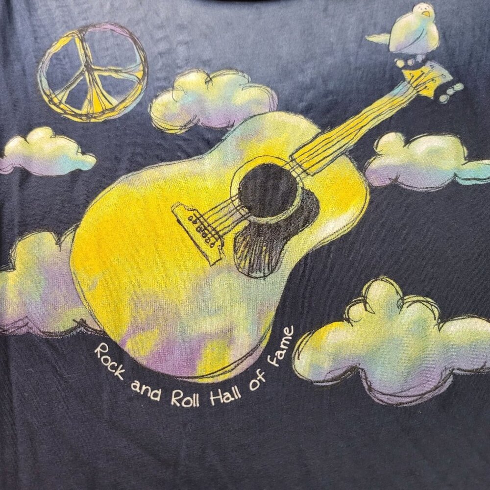 Rock & Roll Hall of Fame Womens Med PEACE DOVE IN THE CLOUDS Graphic Ombre Tee - Picture 2 of 7